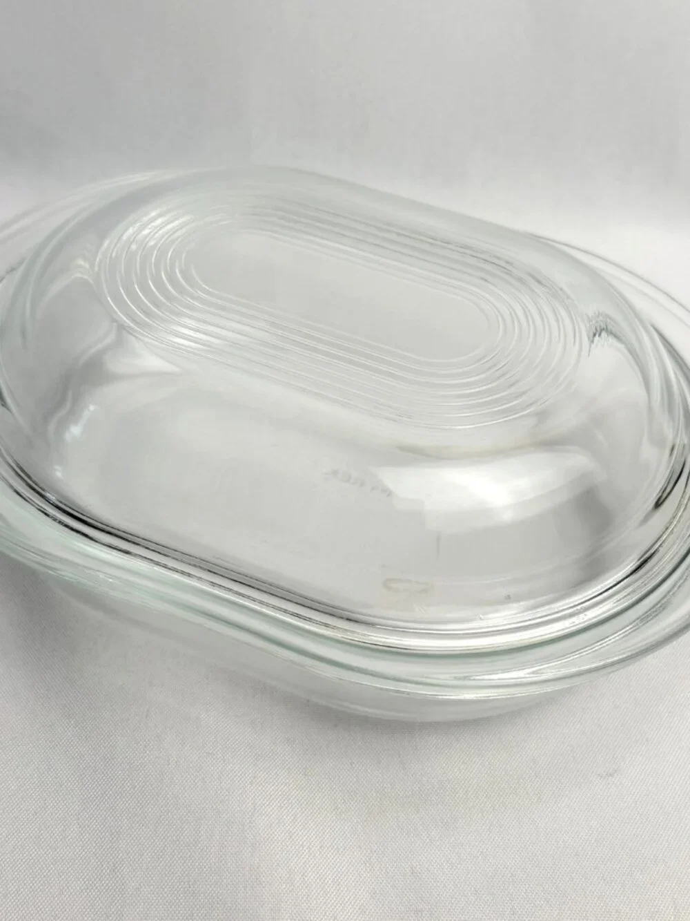 Pyrex Corning Clear Glass Oval Refrigerator Dish with Lid Vintage Kitchenware